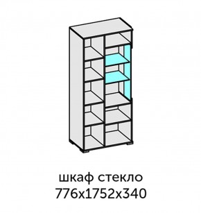 Аллегро-10 Шкаф 2дв. (со стеклом) (дуб крафт золотой-камень темный) в Кировграде - kirovgrad.ok-mebel.com | фото 2