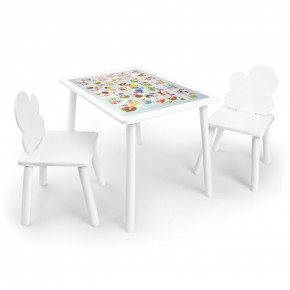 Детский комплект стол и два стула Облачко Rolti Baby с накладкой Алфавит (белая столешница/белое сиденье/белые ножки) в Кировграде - kirovgrad.ok-mebel.com | фото