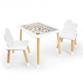 Детский комплект стол и два стула Облачко Rolti Baby с накладкой Алфавит (белая столешница/белое сиденье/береза ножки) в Кировграде - kirovgrad.ok-mebel.com | фото
