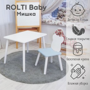 Детский комплект стол и стул «Мишка» Rolti Baby  (голубая столешница/голубое сиденье/белые ножки) в Кировграде - kirovgrad.ok-mebel.com | фото