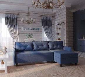 Диван-кровать угловой Киркас синий, ткань рогожка в Кировграде - kirovgrad.ok-mebel.com | фото 2