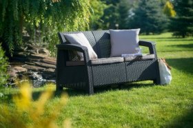 Диван пластиковый Корфу (Corfu love seat) графит в Кировграде - kirovgrad.ok-mebel.com | фото 2