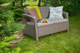 Диван пластиковый Корфу (Corfu love seat) капучино - песок в Кировграде - kirovgrad.ok-mebel.com | фото 2