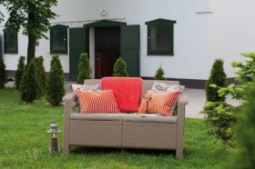 Диван пластиковый Корфу (Corfu love seat) капучино - песок в Кировграде - kirovgrad.ok-mebel.com | фото 3