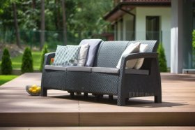 Диван пластиковый Корфу Макс (Corfu love seat max) графит в Кировграде - kirovgrad.ok-mebel.com | фото 3