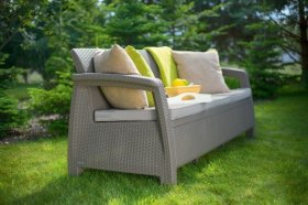 Диван пластиковый Корфу Макс (Corfu love seat max) капучино - песок в Кировграде - kirovgrad.ok-mebel.com | фото 3