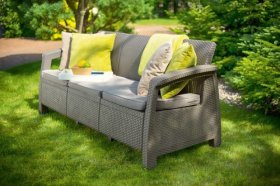 Диван пластиковый Корфу Макс (Corfu love seat max) капучино - песок в Кировграде - kirovgrad.ok-mebel.com | фото 4