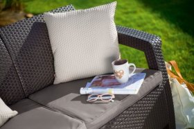 Диван пластиковый Корфу Макс (Corfu love seat max) коричневый в Кировграде - kirovgrad.ok-mebel.com | фото 3