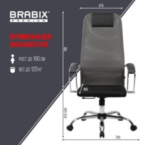 Кресло офисное BRABIX PREMIUM "Ultimate EX-800" хром, плотная двойная сетка Х2, черное/серое, 532912 в Кировграде - kirovgrad.ok-mebel.com | фото 3