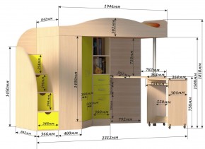 Кровать-чердак Юниор 4 (800*1900) в Кировграде - kirovgrad.ok-mebel.com | фото 3