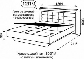 Кровать двуспальная 1.6 с ПМ Люмен 12 в Кировграде - kirovgrad.ok-mebel.com | фото