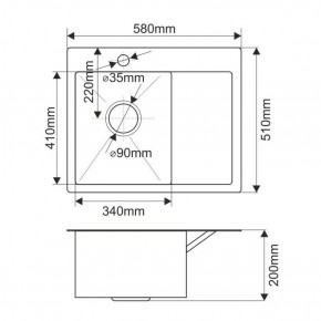 Мойка HD5851L MELANA ProfLine 3,0/200 САТИН врезная прямоугольная с коландером HD5851L в Кировграде - kirovgrad.ok-mebel.com | фото 2