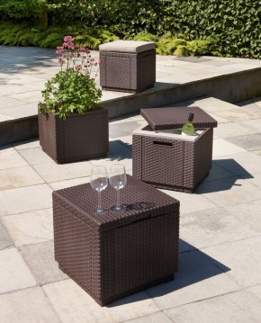 Пуфик Куб с подушкой (Cube with cushion) коричневый - серо-бежевый* в Кировграде - kirovgrad.ok-mebel.com | фото 3