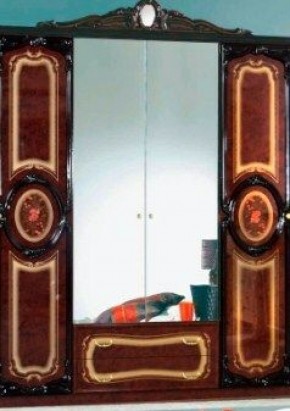 Шкаф 4-х дверный с зеркалами (01.144) Роза (могано) в Кировграде - kirovgrad.ok-mebel.com | фото