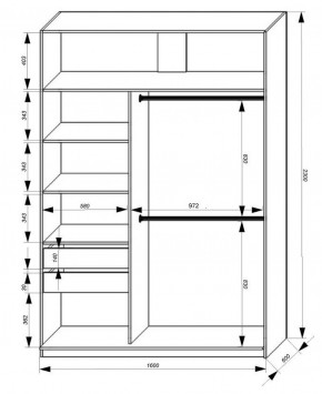 Шкаф-купе 1600 серии SOFT D8+D2+B2+PL4 (2 ящика+F обр.штанга) профиль «Графит» в Кировграде - kirovgrad.ok-mebel.com | фото 2