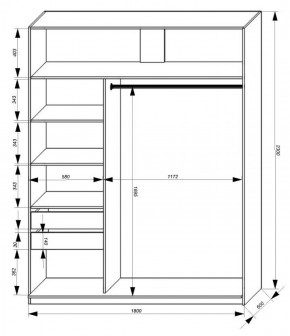 Шкаф-купе 1800 серии SOFT D1+D3+B2+PL1 (2 ящика+1штанга) профиль «Графит» в Кировграде - kirovgrad.ok-mebel.com | фото 3