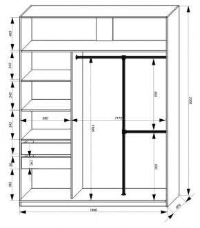 Шкаф-купе 1800 серии SOFT D8+D2+B2+PL4 (2 ящика+F обр.штанга) профиль «Графит» в Кировграде - kirovgrad.ok-mebel.com | фото 3