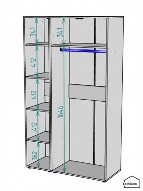 Шкаф Linnea MHR-3-1 2050х1200х510 (Графит-М 11.1.25) в Кировграде - kirovgrad.ok-mebel.com | фото 3