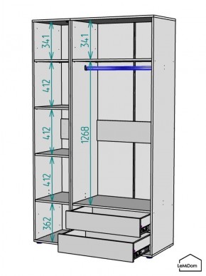 Шкаф Linnea MHR-3-2 2050х1200х510 (ДВ-М 11.1.25) в Кировграде - kirovgrad.ok-mebel.com | фото 3
