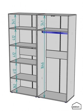 Шкаф Linnea MHR-4-1 2050х1600х510 (Графит-М 11.1.25) в Кировграде - kirovgrad.ok-mebel.com | фото 3