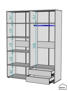 Шкаф Linnea MHR-4PO-2 2050х1600х510 (Белый-М 11.1.2) в Кировграде - kirovgrad.ok-mebel.com | фото 3