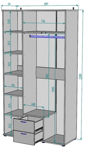 Шкаф Ольга H54 в Кировграде - kirovgrad.ok-mebel.com | фото 2