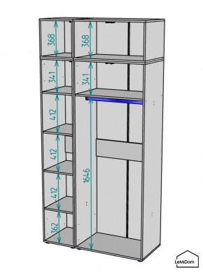 Шкаф с антресолью Linnea MHR-3A-1 2450х1200х510 (Графит-М 11.1.25) в Кировграде - kirovgrad.ok-mebel.com | фото 3