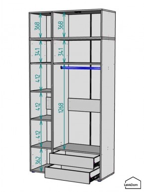 Шкаф с антресолью Linnea MHR-3A-2 2450х1200х510 (Графит-М 11.1.25) в Кировграде - kirovgrad.ok-mebel.com | фото 3