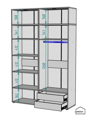 Шкаф с антресолью Linnea MHR-4A-2 2450х1600х510 (Графит-М 11.1.25) в Кировграде - kirovgrad.ok-mebel.com | фото 3
