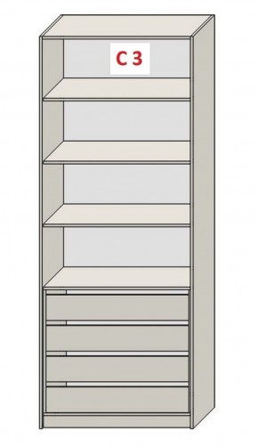 Шкаф СТАНДАРТ С3 4 ящика серия "ГЕСТИЯ" (Бело-серый/Дуб Небраска натуральный ) 800*520*2300 в Кировграде - kirovgrad.ok-mebel.com | фото 2