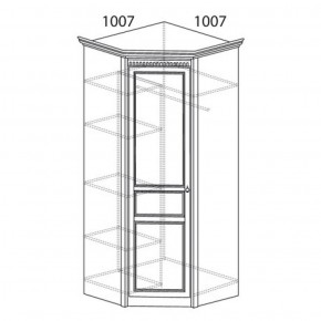 Шкаф угловой №183 "Лючия" Фасад зеркало (Угол 1007*1007) Дуб оксфорд в Кировграде - kirovgrad.ok-mebel.com | фото 2