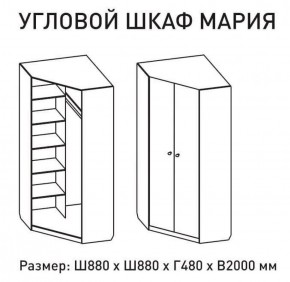 Шкаф угловой Мария 880*880 (ЛДСП 1 кат.) в Кировграде - kirovgrad.ok-mebel.com | фото 2