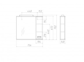 Шкаф-зеркало Cube 75 Эл. Правый Домино (DC5009HZ) в Кировграде - kirovgrad.ok-mebel.com | фото 3