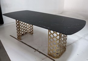 Стол CHIAVARI 220 KL-116 Черный мрамор матовый, итальянская керамика / бронзовый, ®DISAUR в Кировграде - kirovgrad.ok-mebel.com | фото 4
