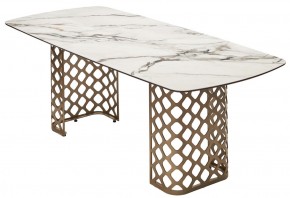 Стол CHIAVARI 220 KL-188 Контрастный мрамор матовый, итальянская керамика / Шампань, ®DISAUR в Кировграде - kirovgrad.ok-mebel.com | фото 7