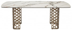 Стол CHIAVARI 220 KL-188 Контрастный мрамор матовый, итальянская керамика / Шампань, ®DISAUR в Кировграде - kirovgrad.ok-mebel.com | фото 8