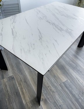 Стол CREMONA 180 KL-99 Белый мрамор матовый, итальянская керамика / черный каркас, ®DISAUR в Кировграде - kirovgrad.ok-mebel.com | фото 2