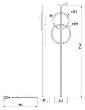 Торшер Arte Lamp Fluido A3913PN-24BK в Кировграде - kirovgrad.ok-mebel.com | фото 2