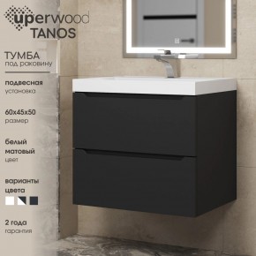 Тумба под раковину Uperwood Tanos 60 см, подвесная, черная матовая в Кировграде - kirovgrad.ok-mebel.com | фото 3