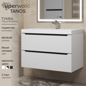Тумба под раковину Uperwood Tanos 80 см, подвесная, белая/графит в Кировграде - kirovgrad.ok-mebel.com | фото 3