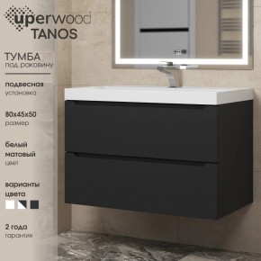 Тумба под раковину Uperwood Tanos 80 см, подвесная, черная матовая в Кировграде - kirovgrad.ok-mebel.com | фото 3