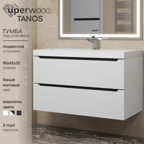 Тумба под раковину Uperwood Tanos 90 см, подвесная, белая/графит в Кировграде - kirovgrad.ok-mebel.com | фото 3